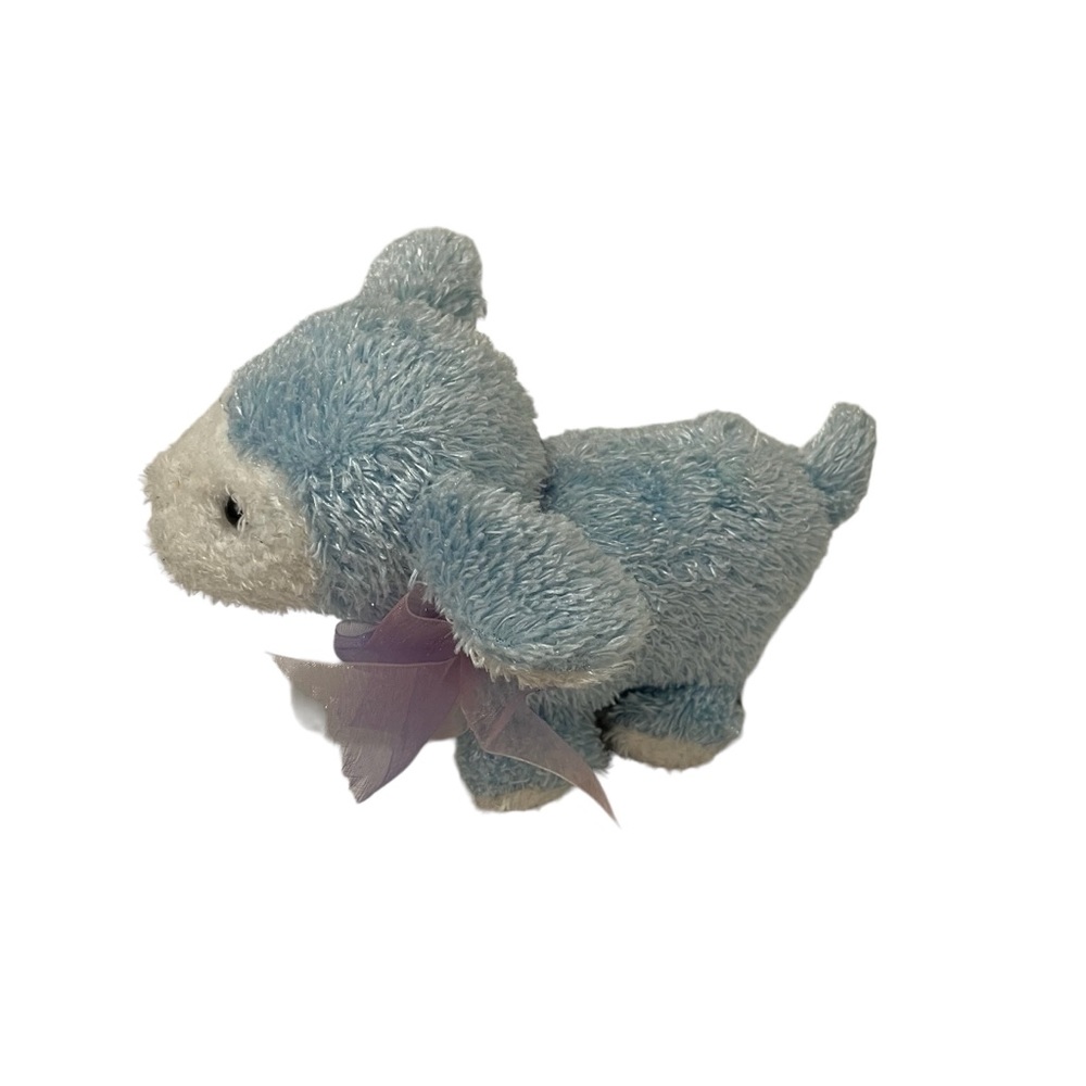Commonwealth 2001 Vintage Light Blue Purple Ribbon Lamb Sheep Plush 8" Toy